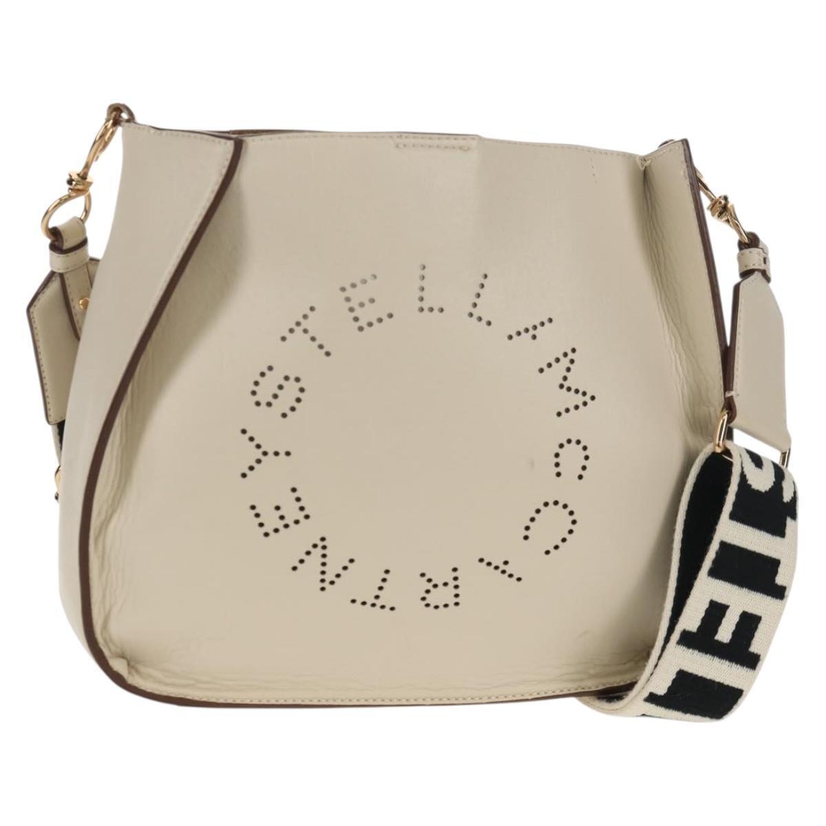 Stella Maccartney Shoulder Bag Leather Beige Gold Auth Ba7552